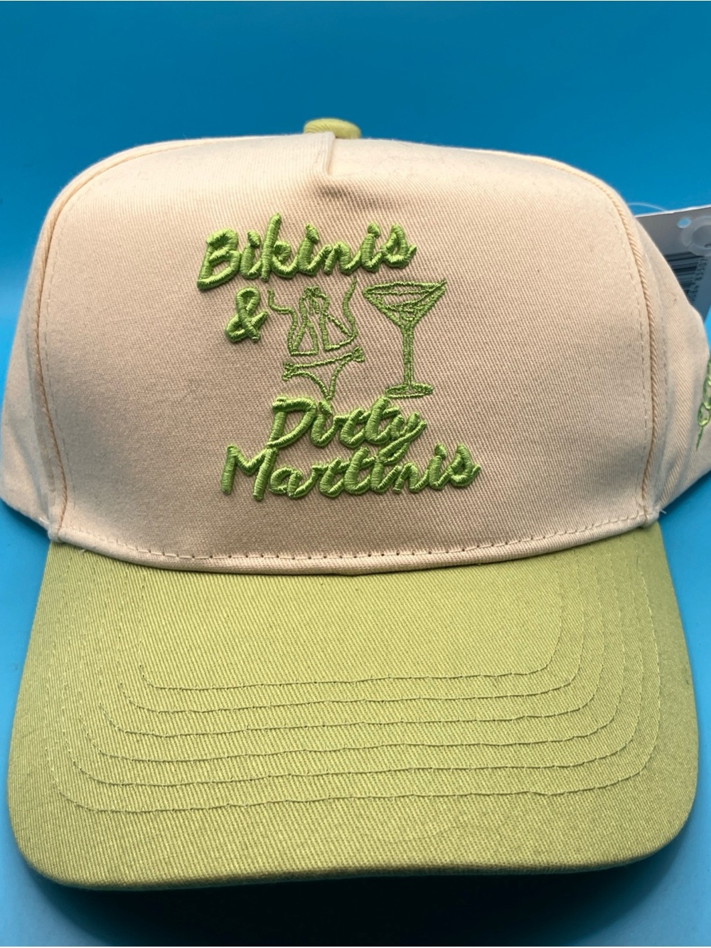 Bikinis & Dirty Martinis Embroidered Trucker Hat - Pink & Lime Accent